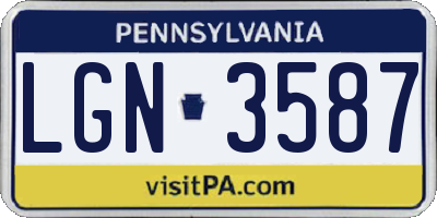 PA license plate LGN3587