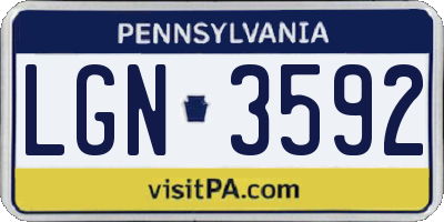 PA license plate LGN3592