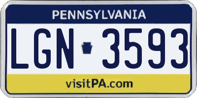 PA license plate LGN3593