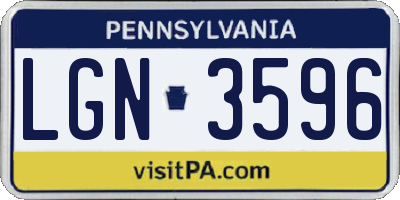 PA license plate LGN3596