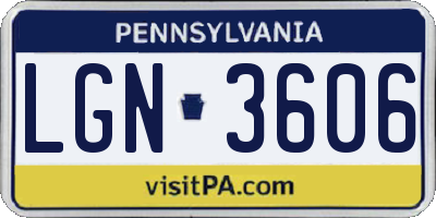 PA license plate LGN3606