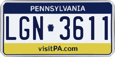 PA license plate LGN3611