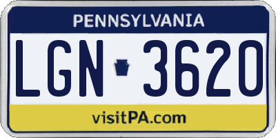 PA license plate LGN3620