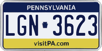 PA license plate LGN3623