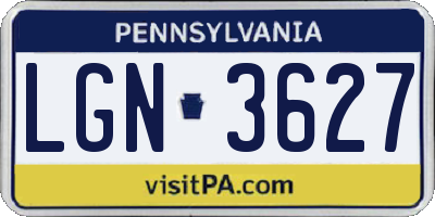 PA license plate LGN3627