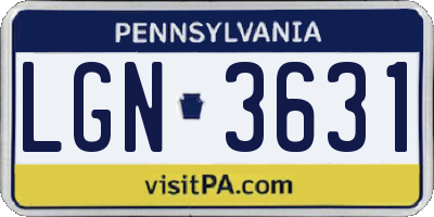 PA license plate LGN3631