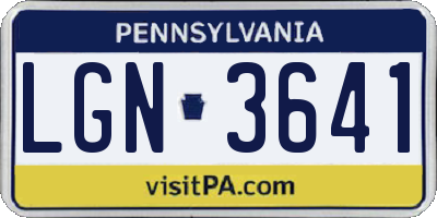 PA license plate LGN3641