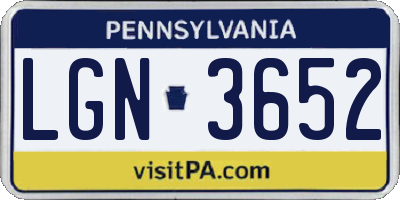 PA license plate LGN3652