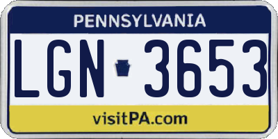 PA license plate LGN3653
