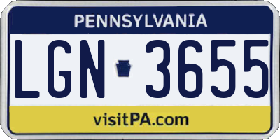 PA license plate LGN3655