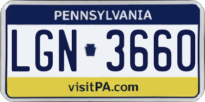 PA license plate LGN3660