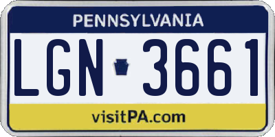 PA license plate LGN3661