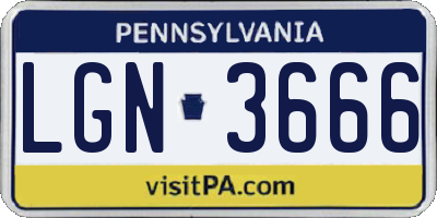 PA license plate LGN3666