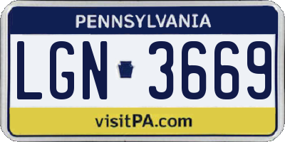 PA license plate LGN3669