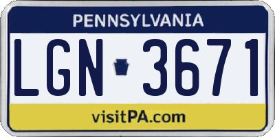 PA license plate LGN3671