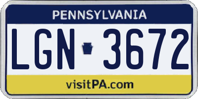 PA license plate LGN3672