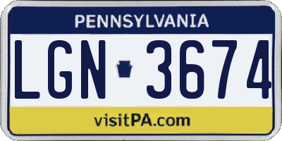 PA license plate LGN3674