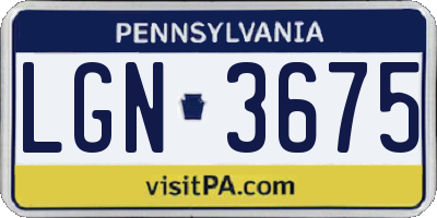 PA license plate LGN3675