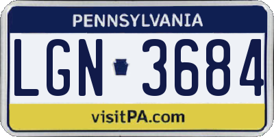PA license plate LGN3684