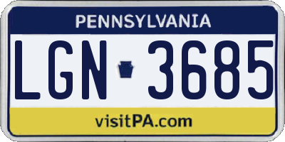 PA license plate LGN3685