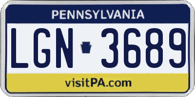 PA license plate LGN3689