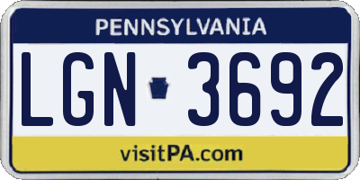 PA license plate LGN3692