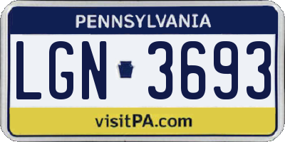 PA license plate LGN3693