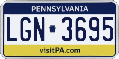 PA license plate LGN3695