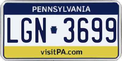 PA license plate LGN3699