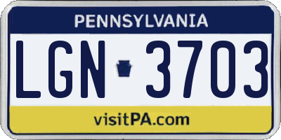 PA license plate LGN3703