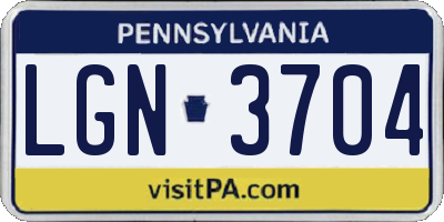 PA license plate LGN3704
