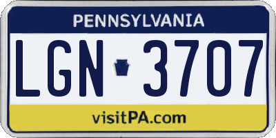 PA license plate LGN3707