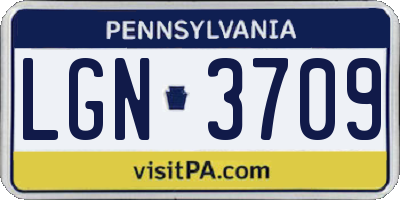 PA license plate LGN3709
