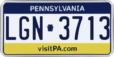 PA license plate LGN3713