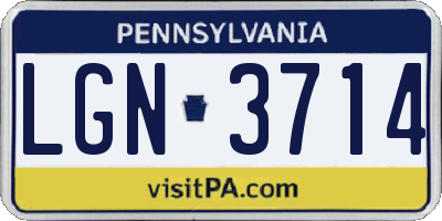 PA license plate LGN3714