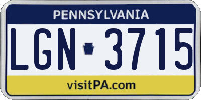 PA license plate LGN3715