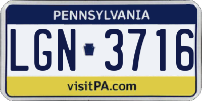 PA license plate LGN3716