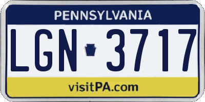 PA license plate LGN3717