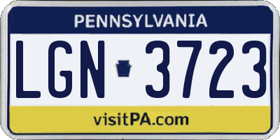 PA license plate LGN3723
