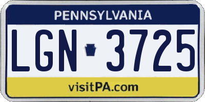 PA license plate LGN3725