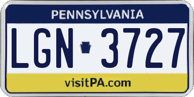 PA license plate LGN3727
