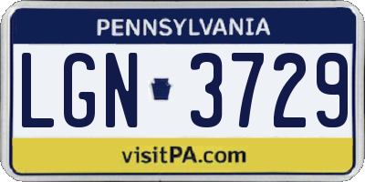 PA license plate LGN3729