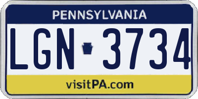 PA license plate LGN3734