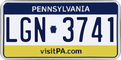 PA license plate LGN3741