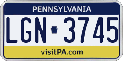 PA license plate LGN3745