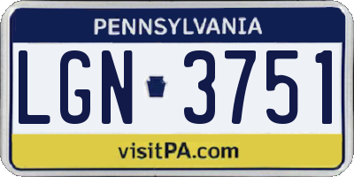 PA license plate LGN3751