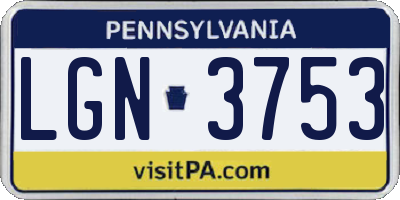 PA license plate LGN3753