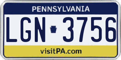 PA license plate LGN3756