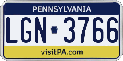 PA license plate LGN3766