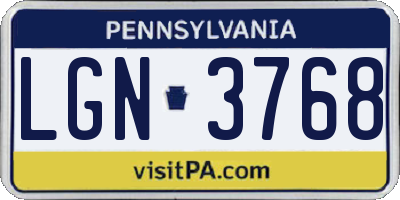 PA license plate LGN3768